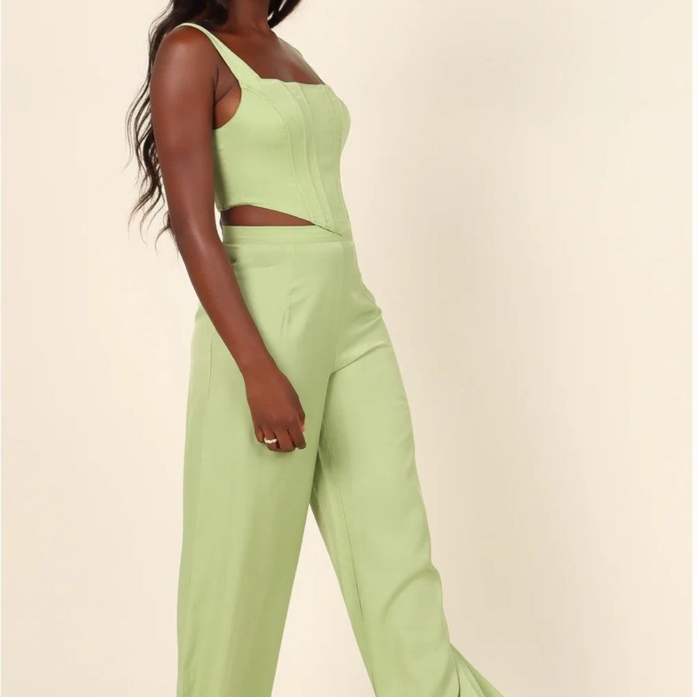 Seven Wonders Corset and Wide Leg Pant Green Set 2/4